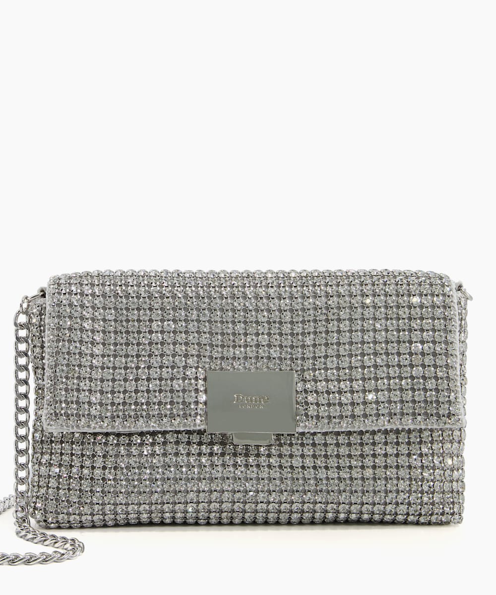 Silver embellished sale clutch bag