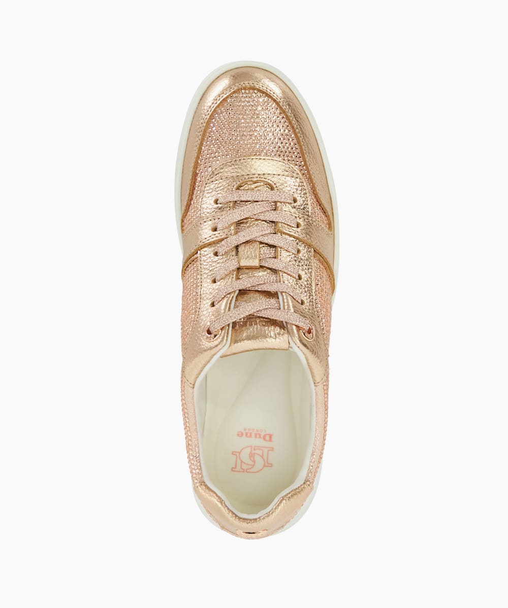 Evangelyn Rose Gold Lace Up Chunky Flatform Trainers Dune London