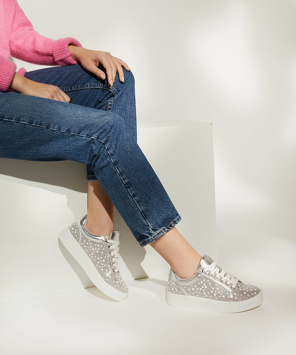 Dune silver trainers hot sale