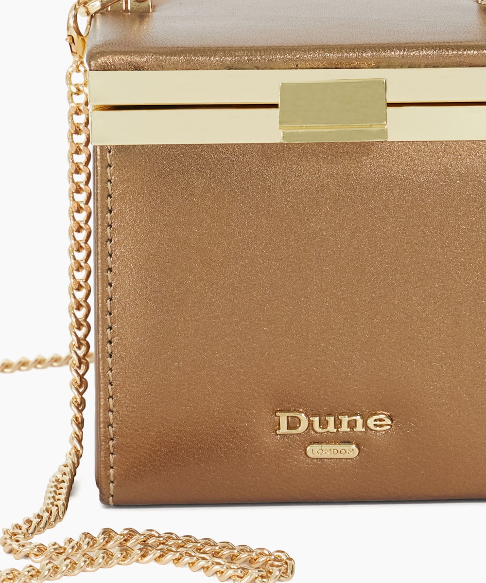 Everlong Bronze Structured Evening Micro Box Bag Dune London