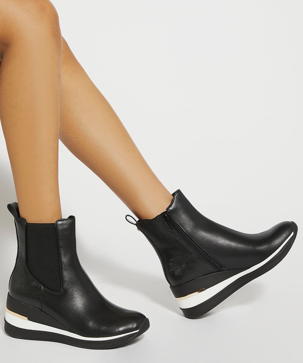 Everywhere Black Embellished Wedge Heel Trainer Dune London