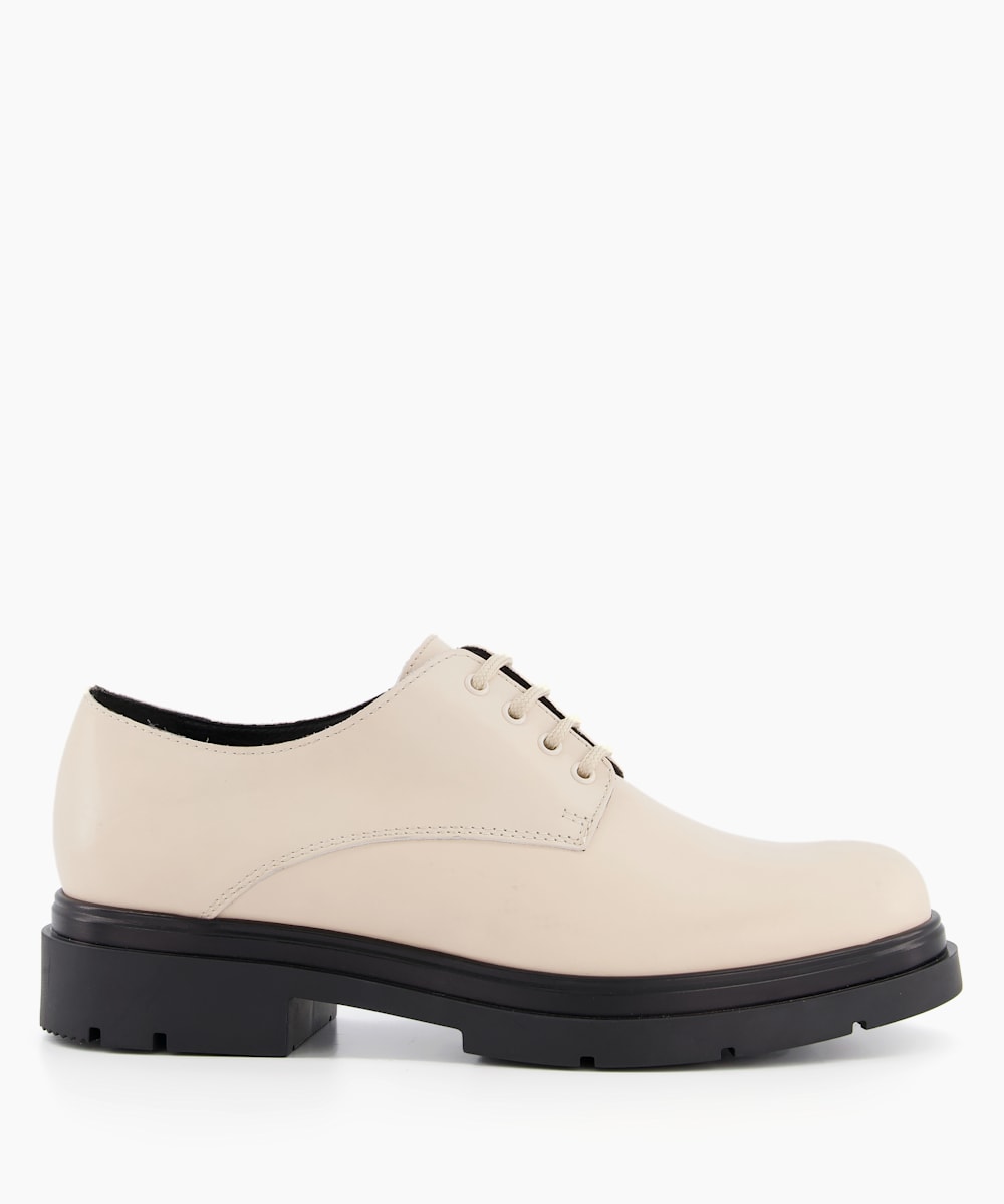 Beige lace up top flats