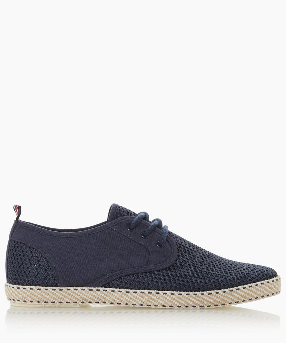 Flash Navy Mesh Lace Up Espadrilles Dune London