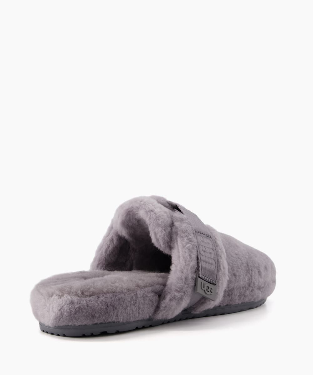 Fluff It Grey Faux Fur Mule Slippers Dune London