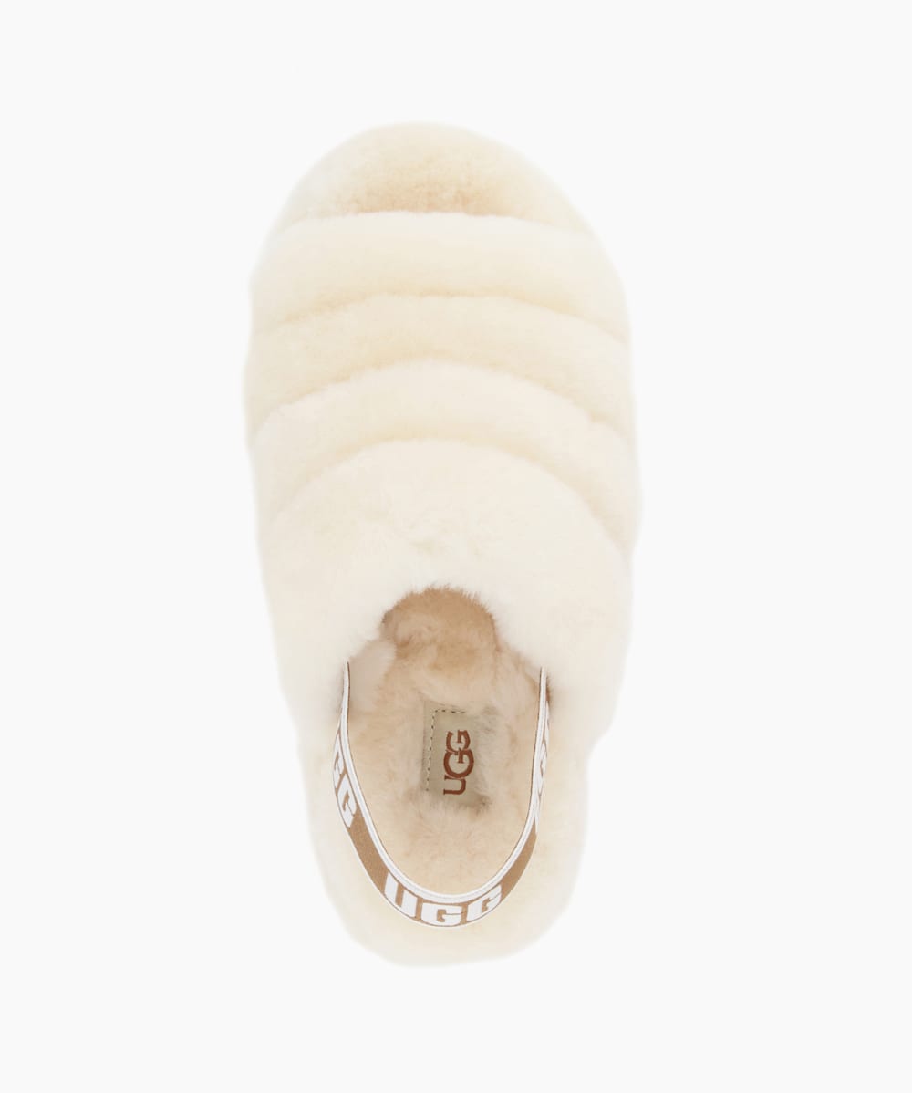 Fluff Yeah Slid Natural Elasticated Strap Fluffy Slippers Dune