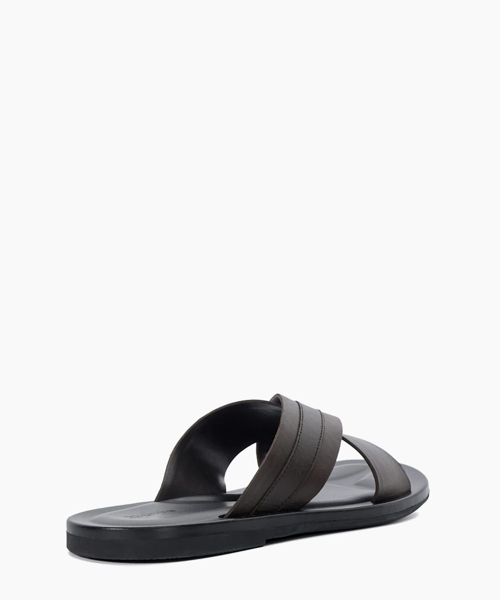 Frankos Brown Leather Cross Over Strap Sandals Dune London