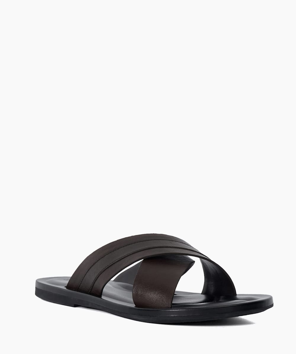 Frankos Brown Leather Cross Over Strap Sandals Dune London