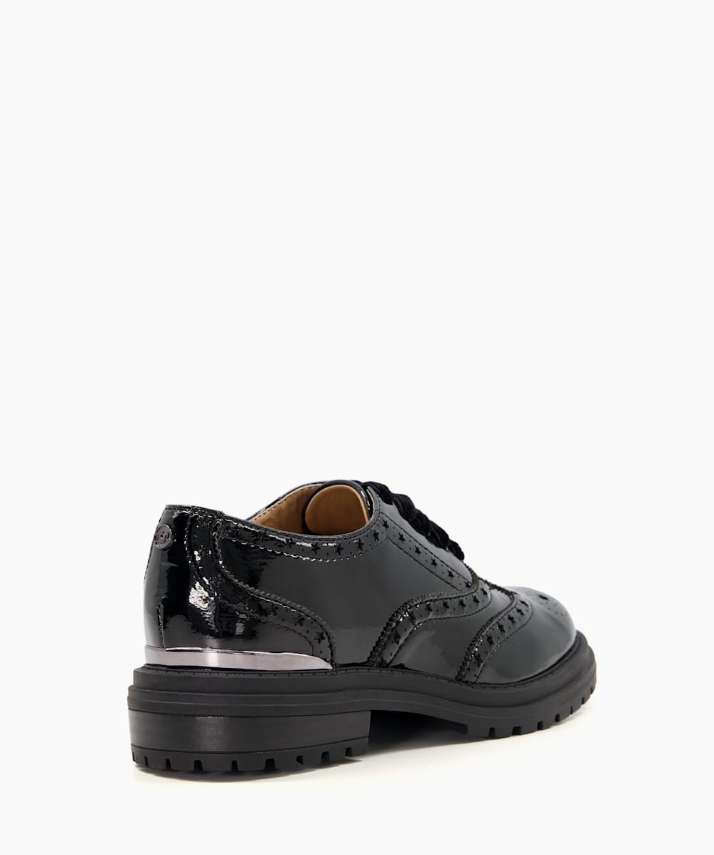 Ladies black patent lace up brogues on sale