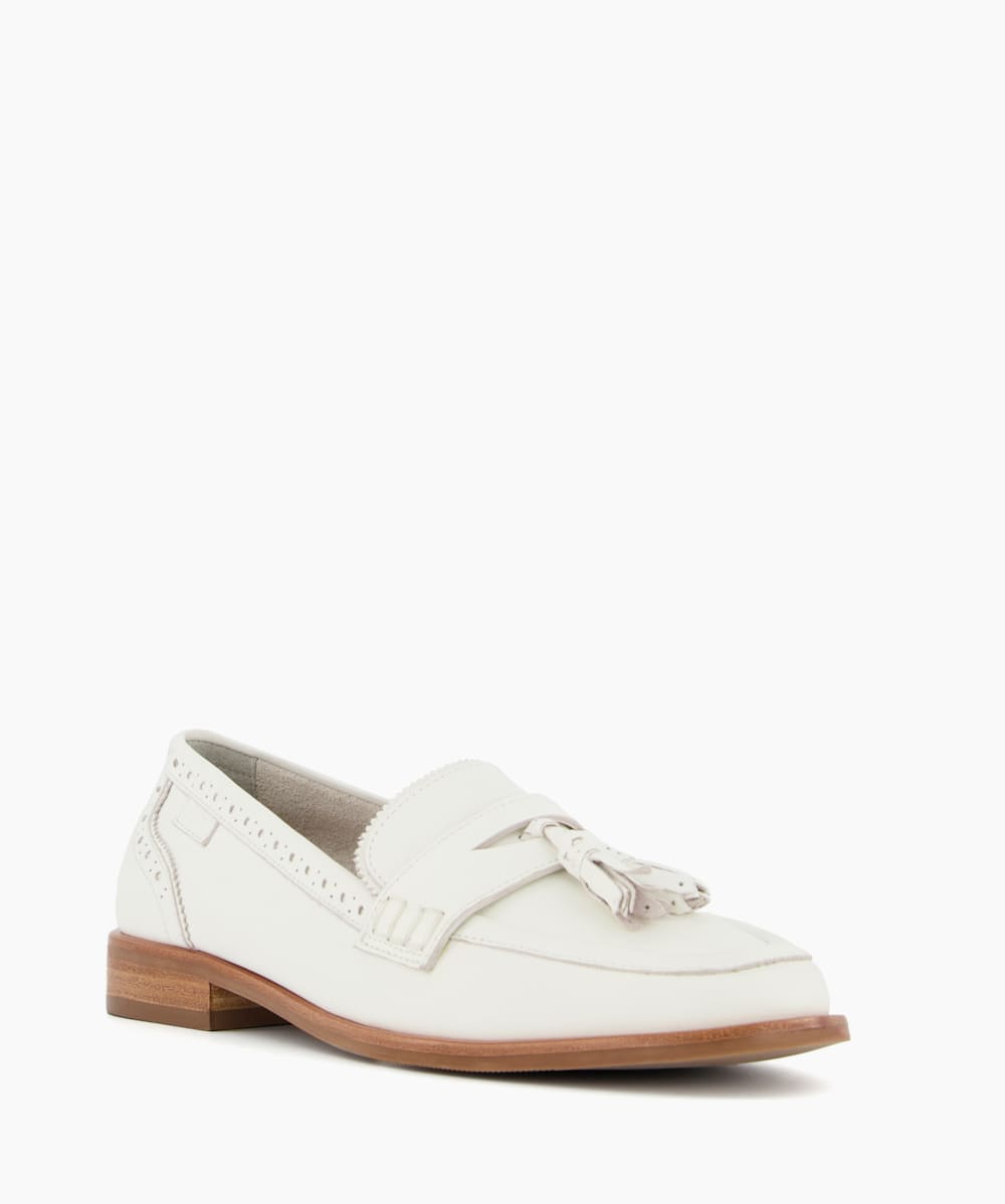 White discount tassel loafers