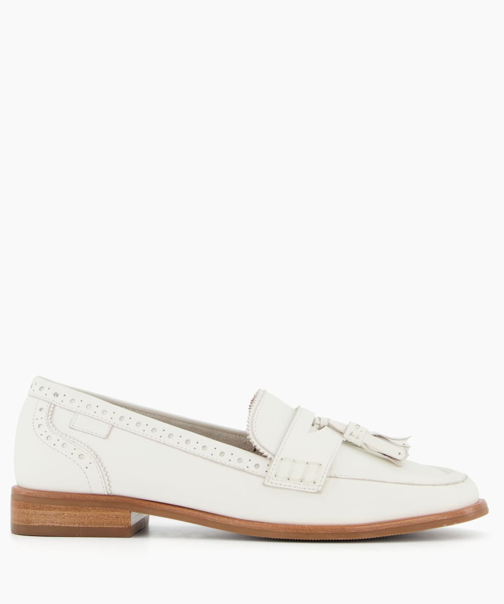 White tassel loafers top