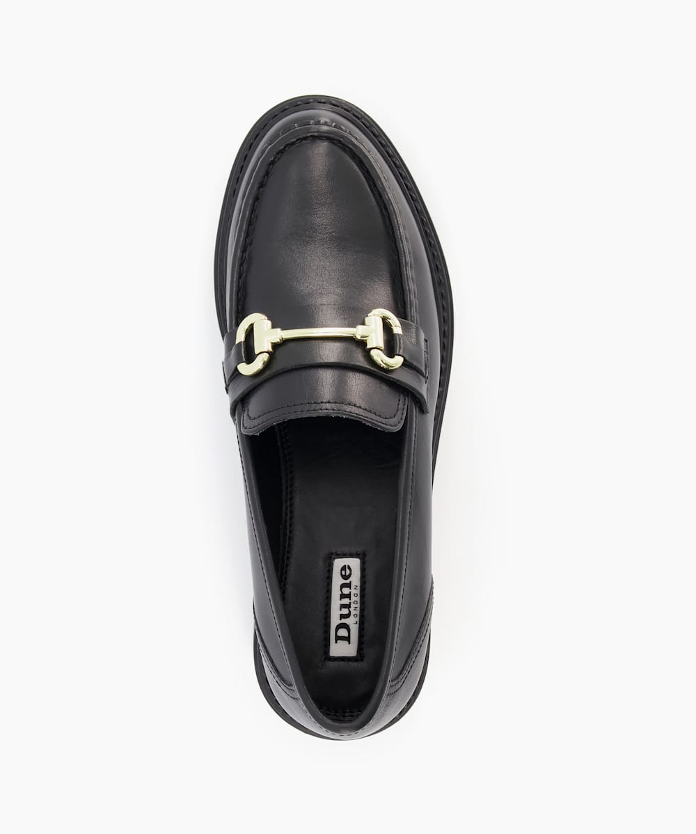 Gallagher Black Leather Tractor Snaffle Loafers Dune London