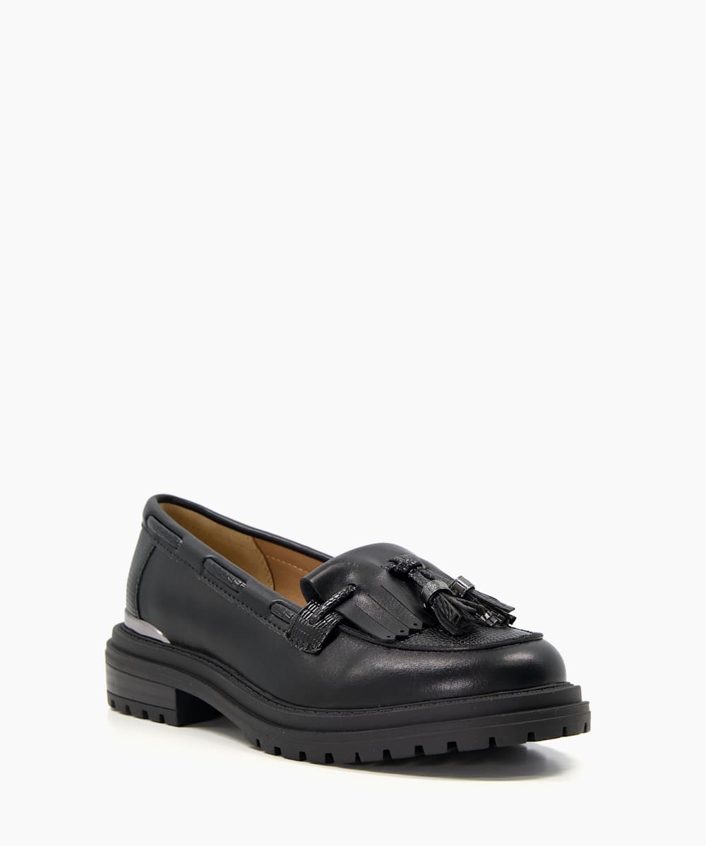 Garcia Black Kids Tassel Trim Loafers Dune London