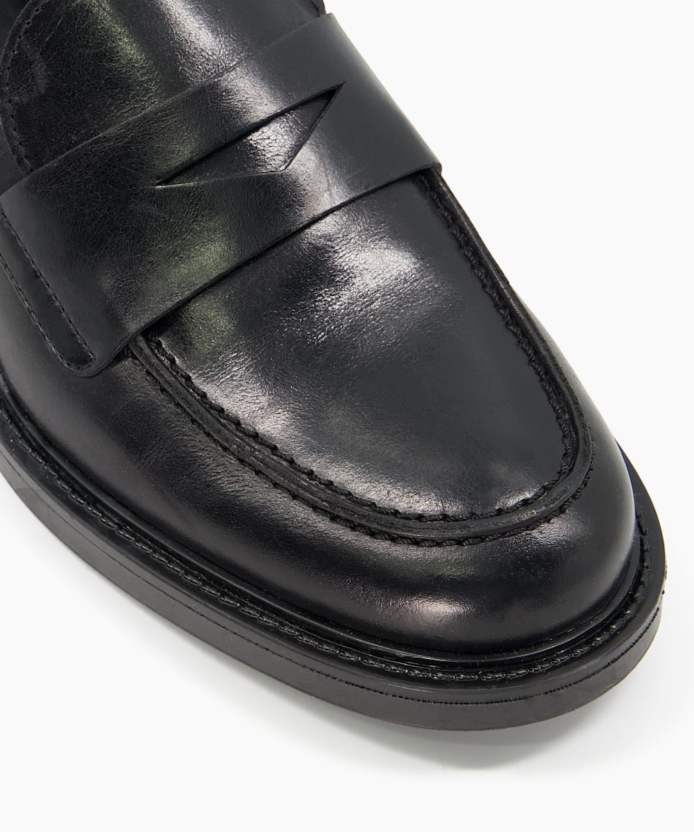 Geeno Black Minimalist Penny Loafers Dune London