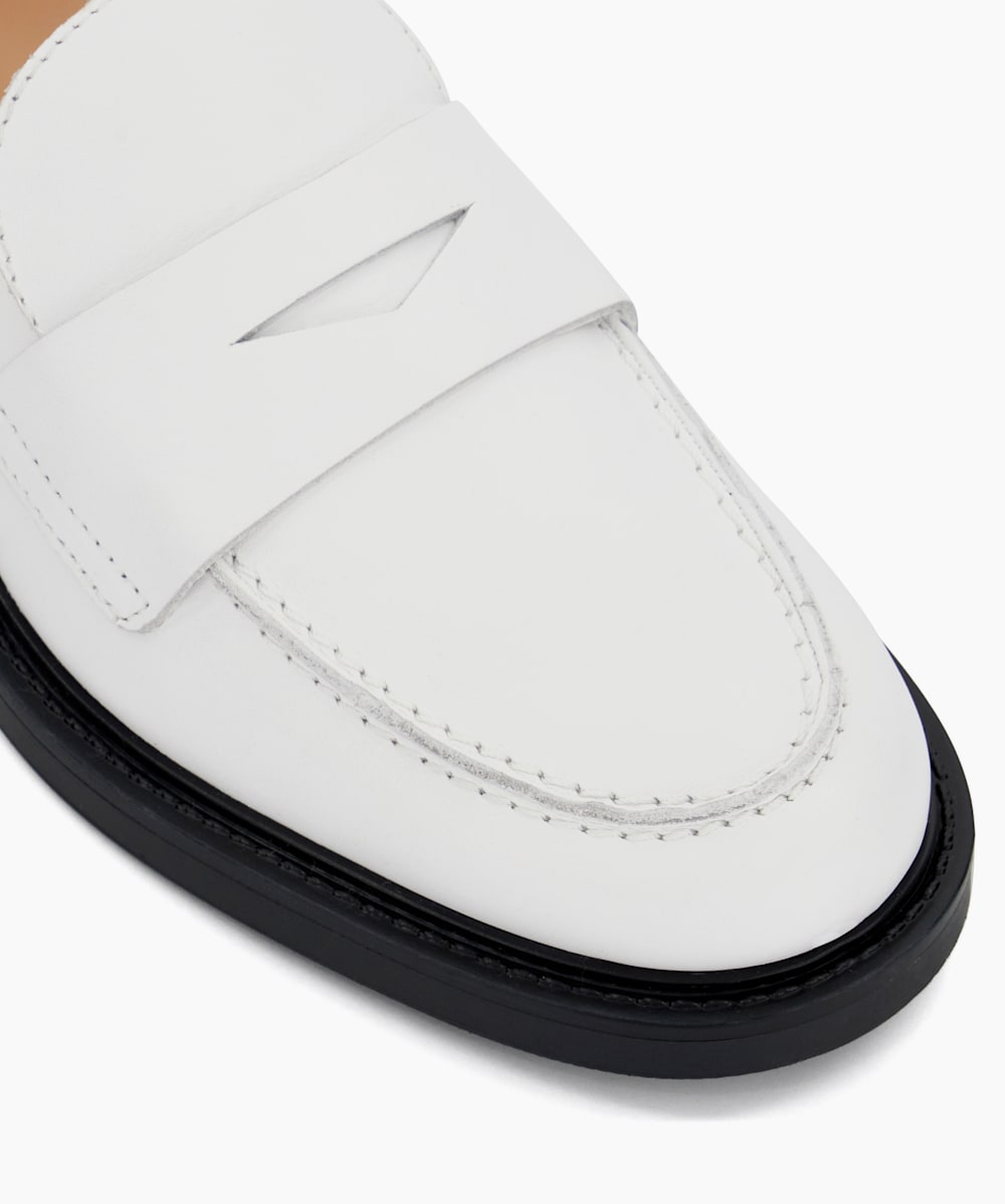 Geeno White Leather Penny Loafers Dune London