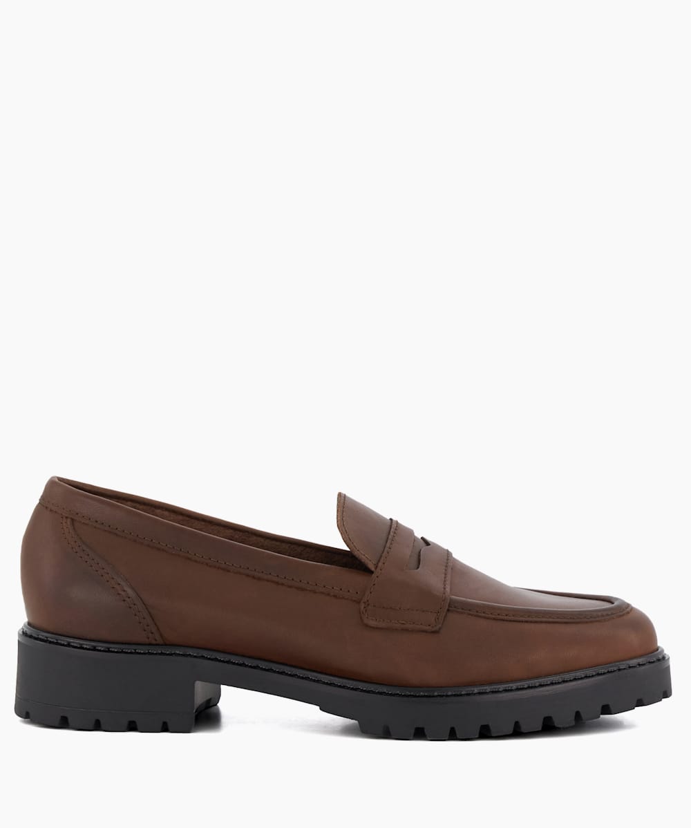 Gild Brown Cleated Sole Leather Penny Loafers Dune London