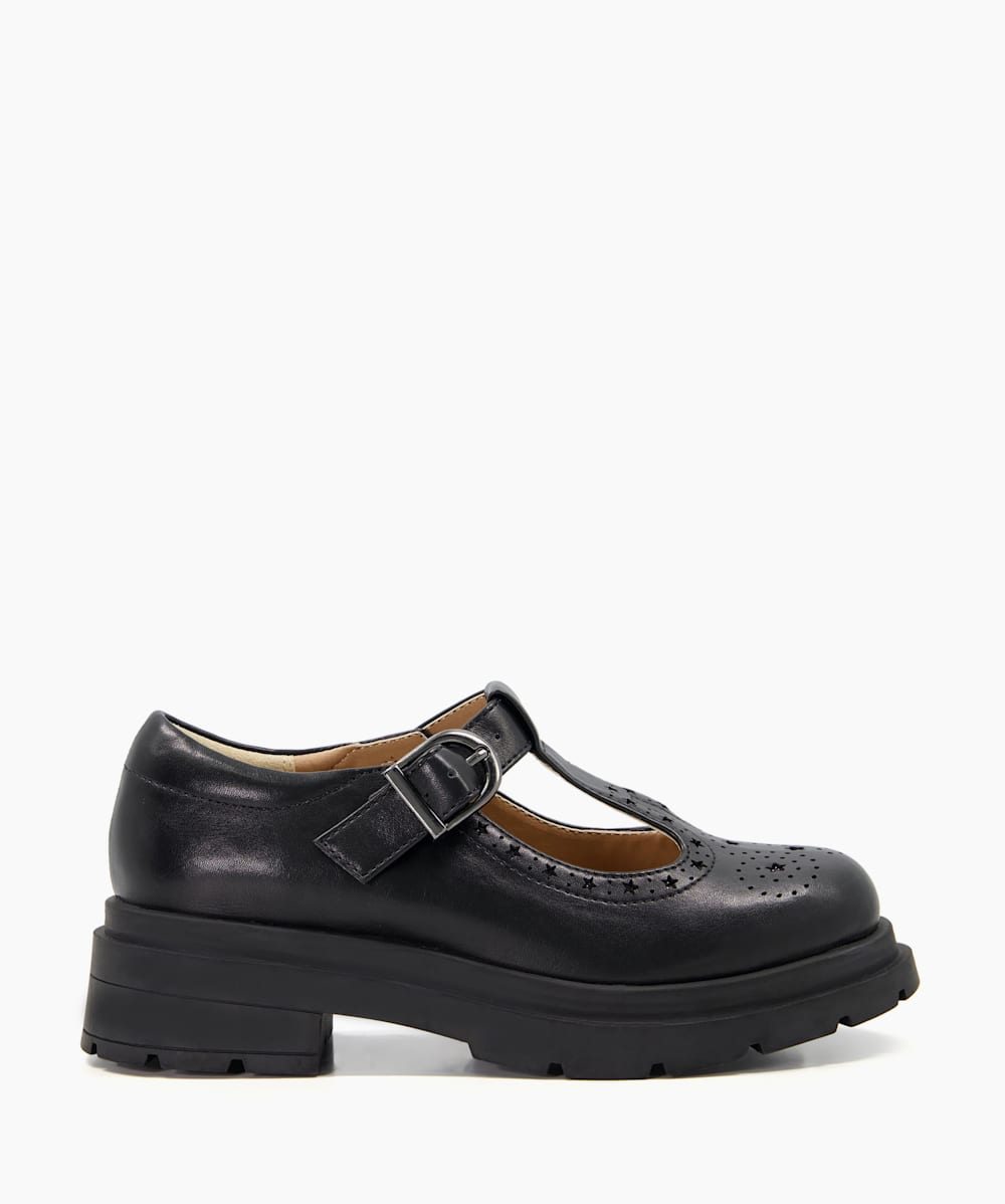 Ginnee Black Kids Chunky T Bar Shoes Dune London