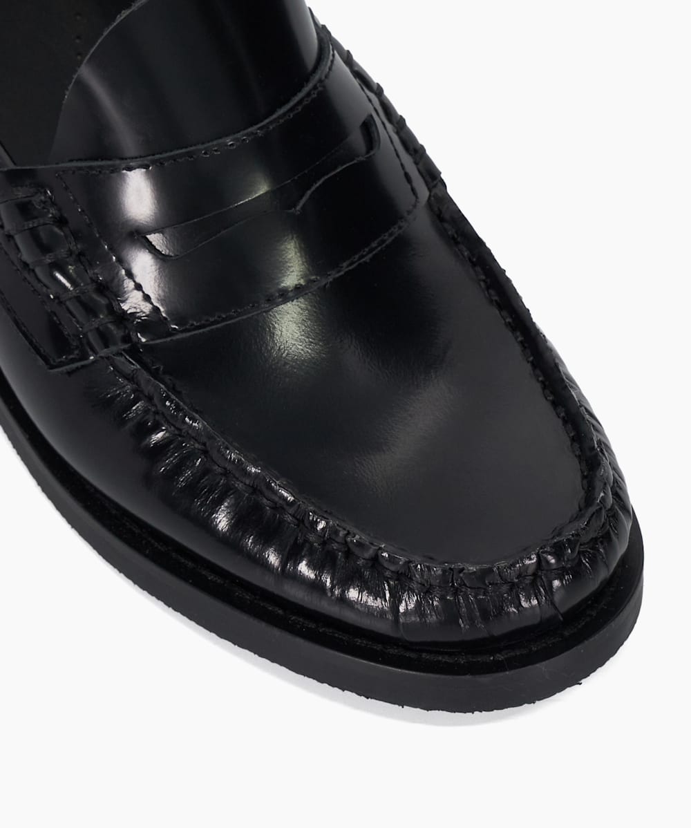 Ginnie Black Leather Slip On Loafers Dune London