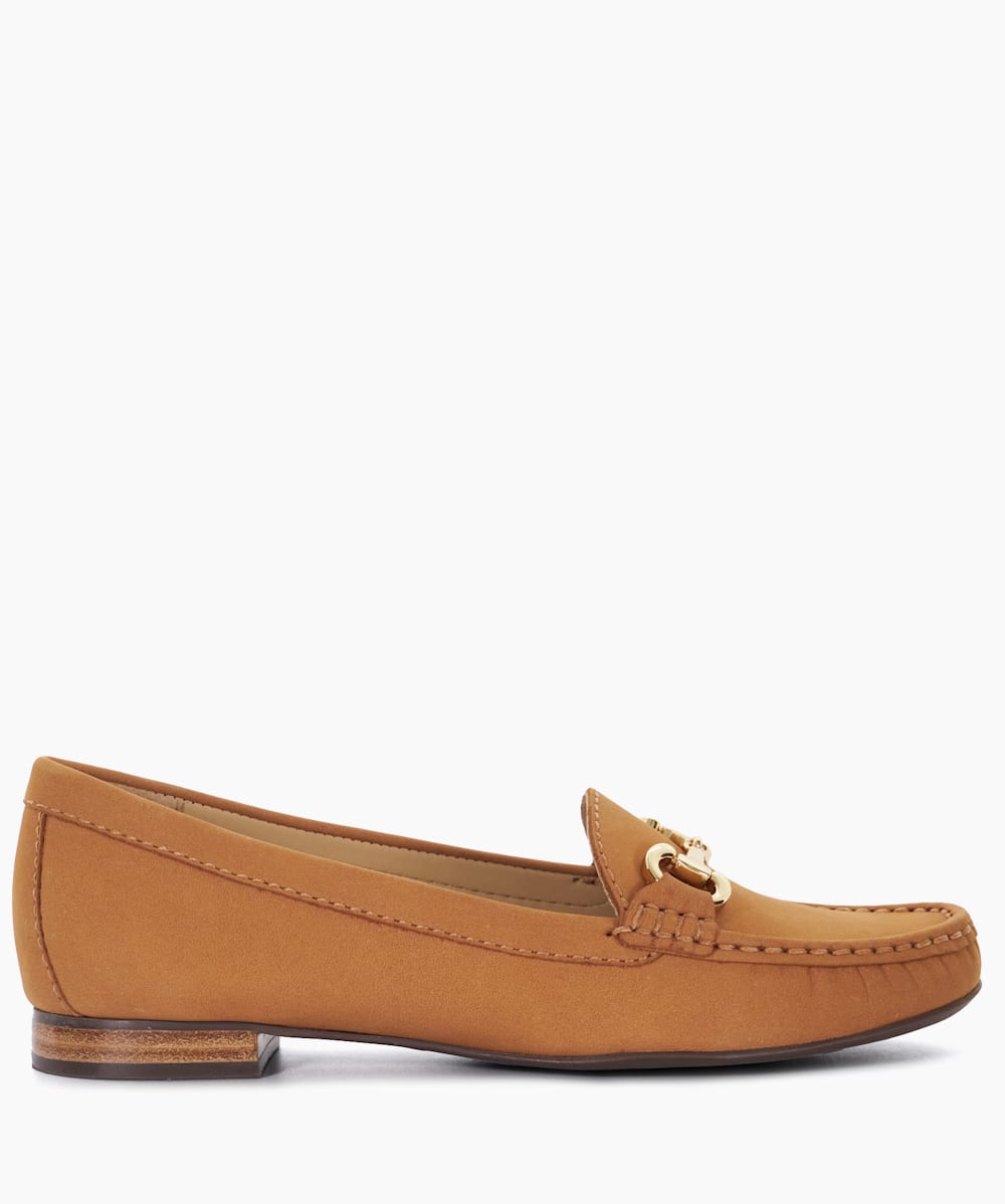 Glenniee Tan Suede Snaffle Trim Loafers Dune London