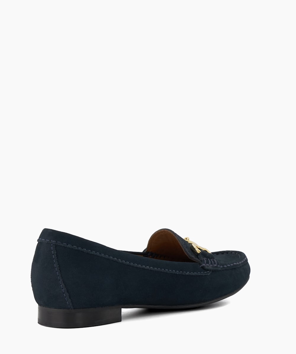 Glennie Navy Snaffle Trimmed Loafers Dune London