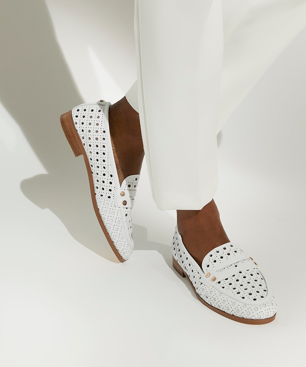 Laser top cut loafers