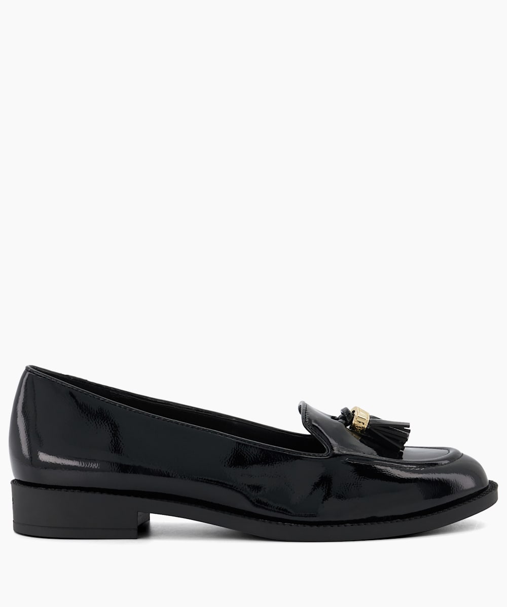Womens black patent loafers with tassels sales
