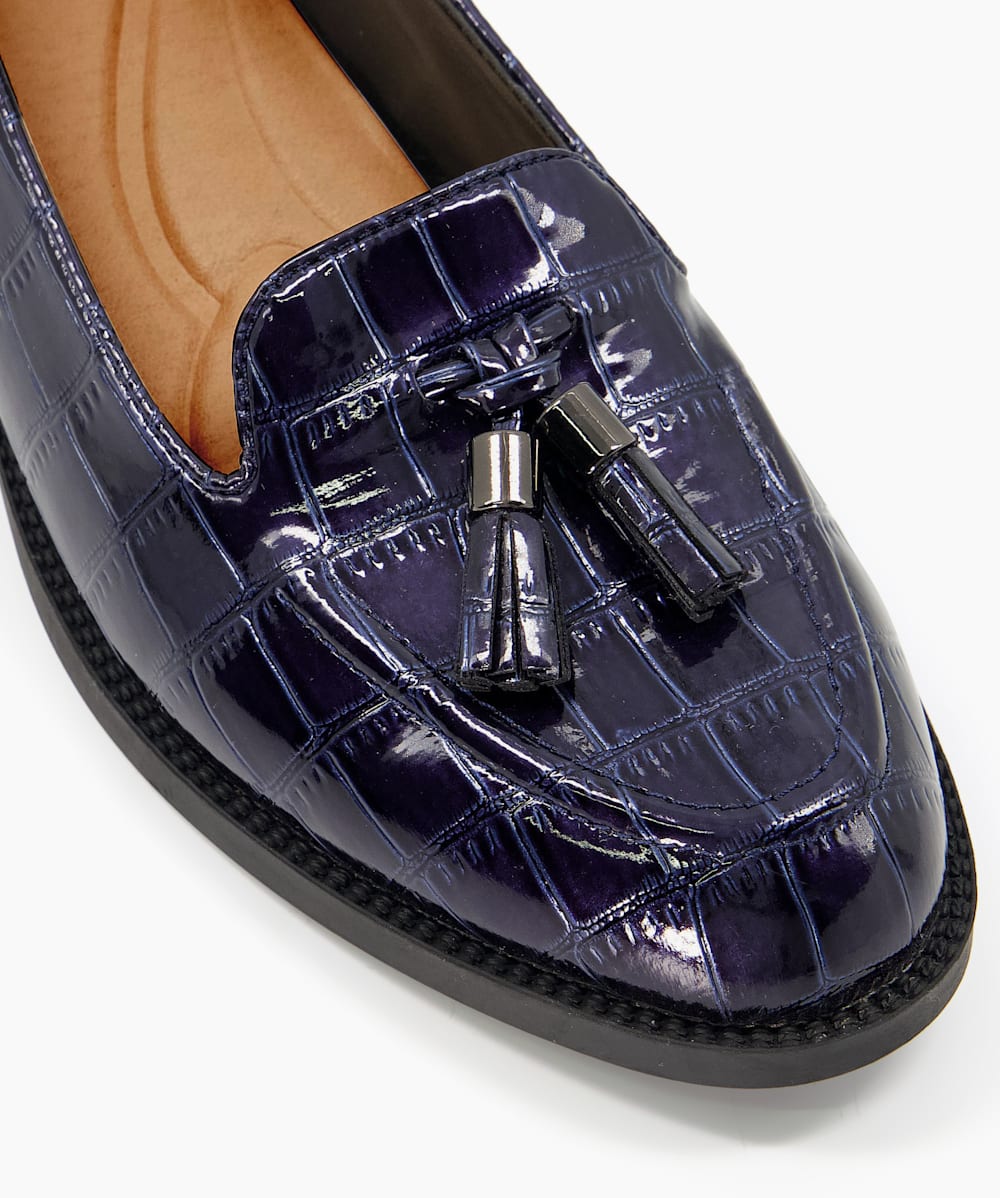 Navy blue patent sales loafers