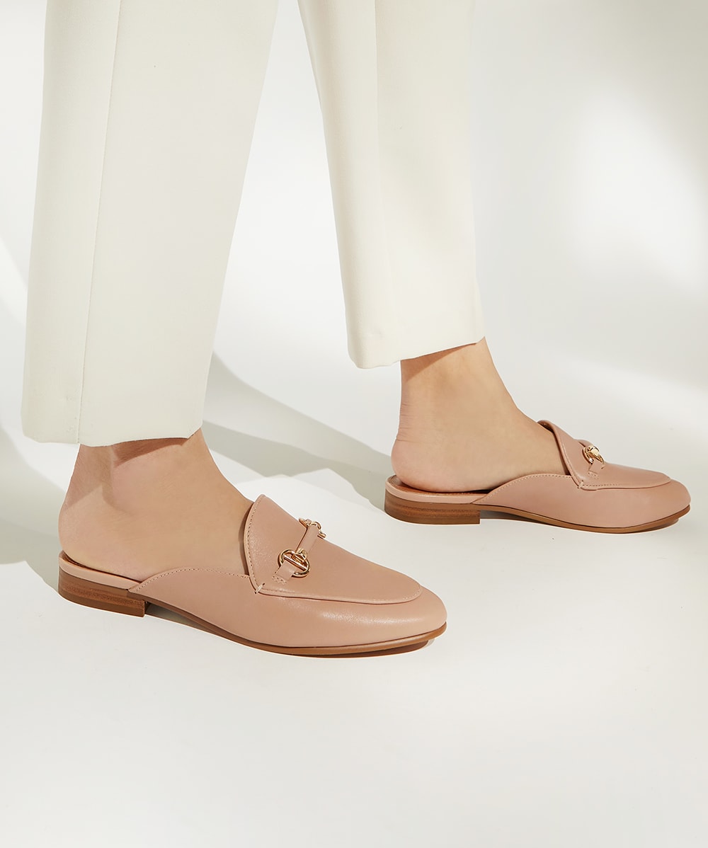 Nude best sale backless loafers