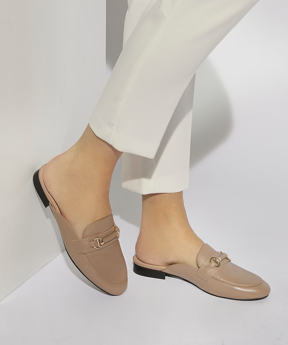 Wide fit backless online loafers