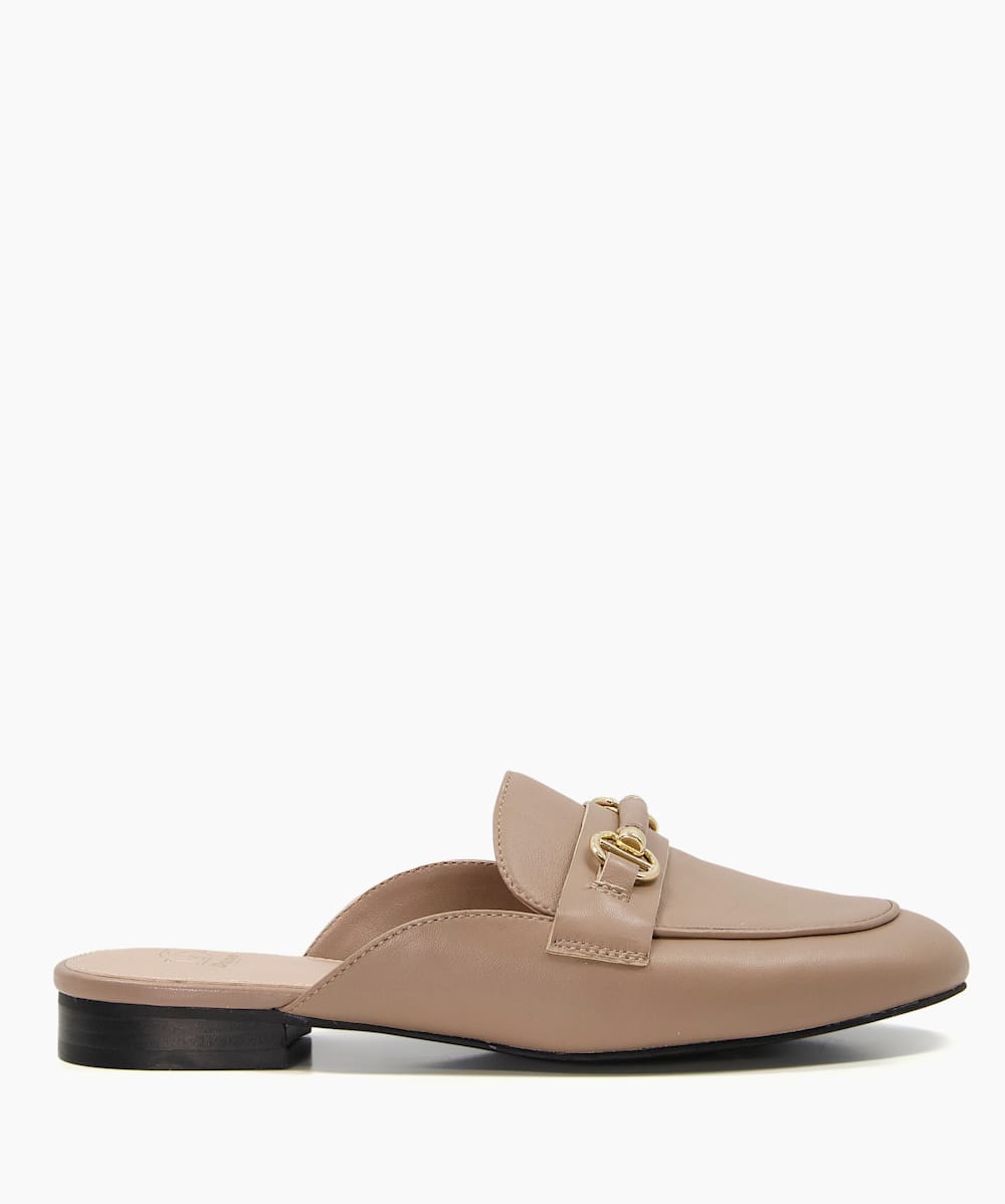 Beige backless top loafers