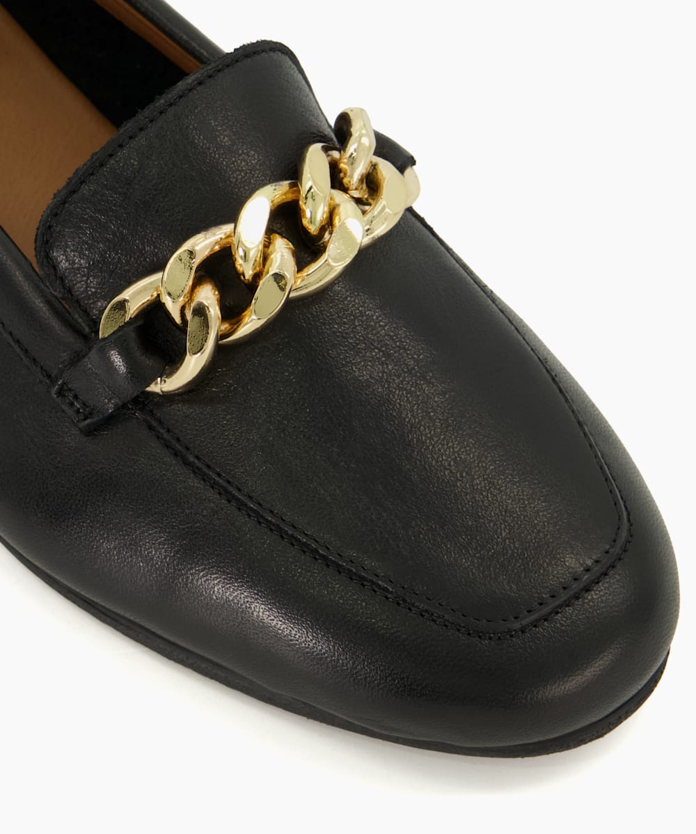 Goldsmith Black Chain Trim Leather Loafers Dune London