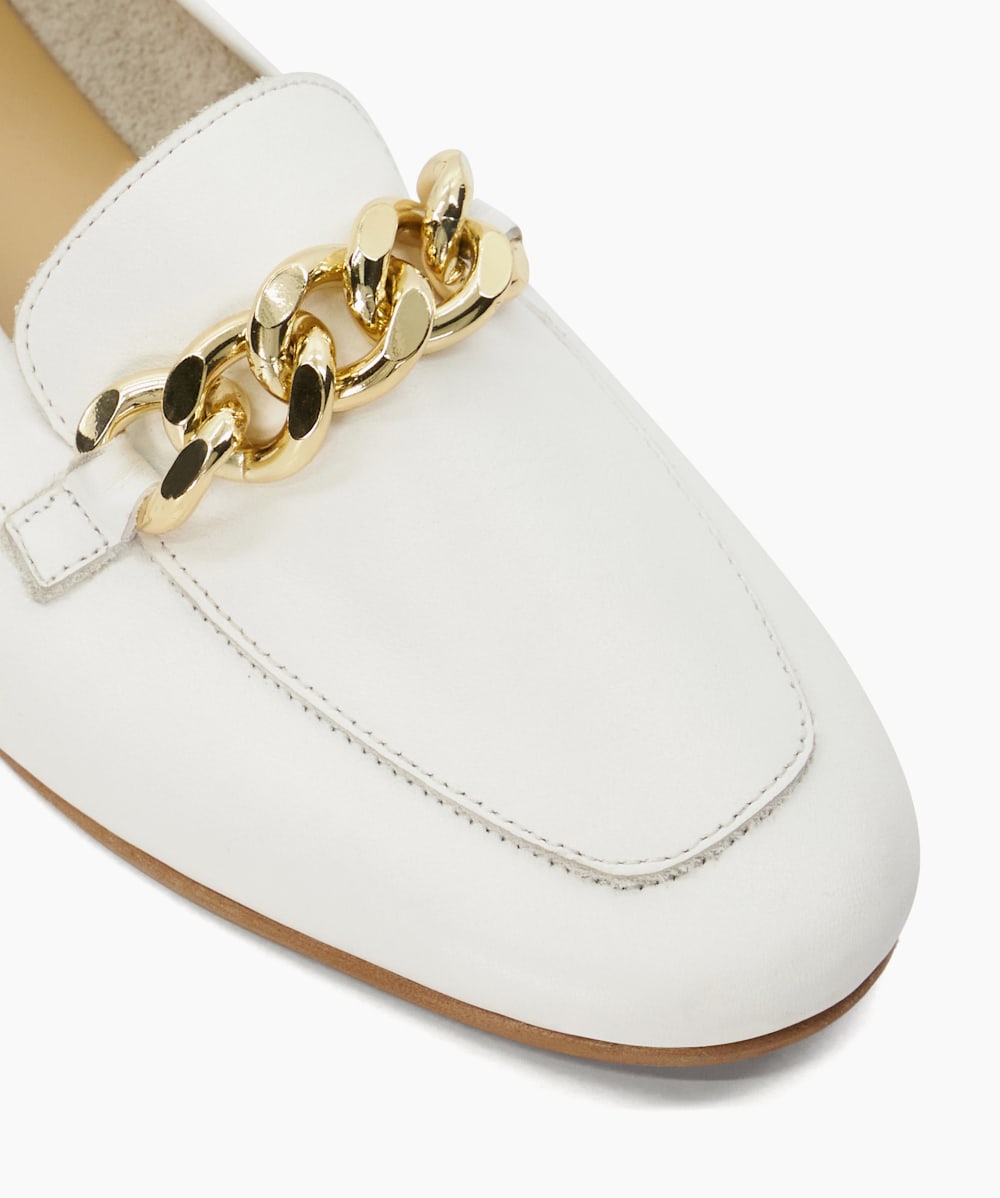 White loafers gold store buckle