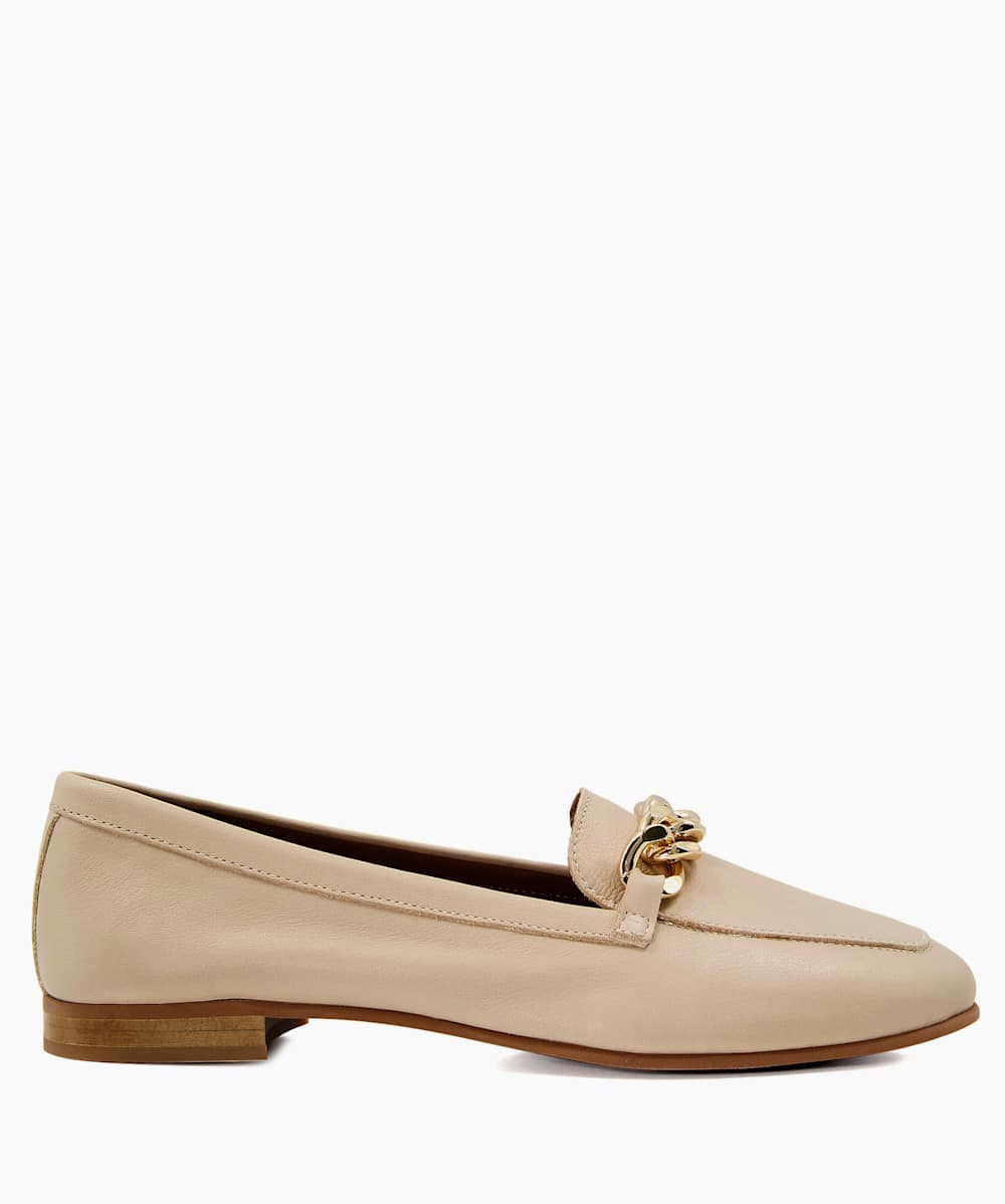 Women's beige leather loafers on sale