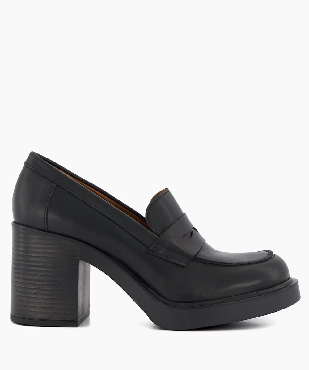 Black block heel loafers online