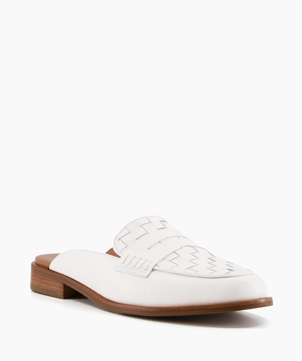 White backless loafers online womens