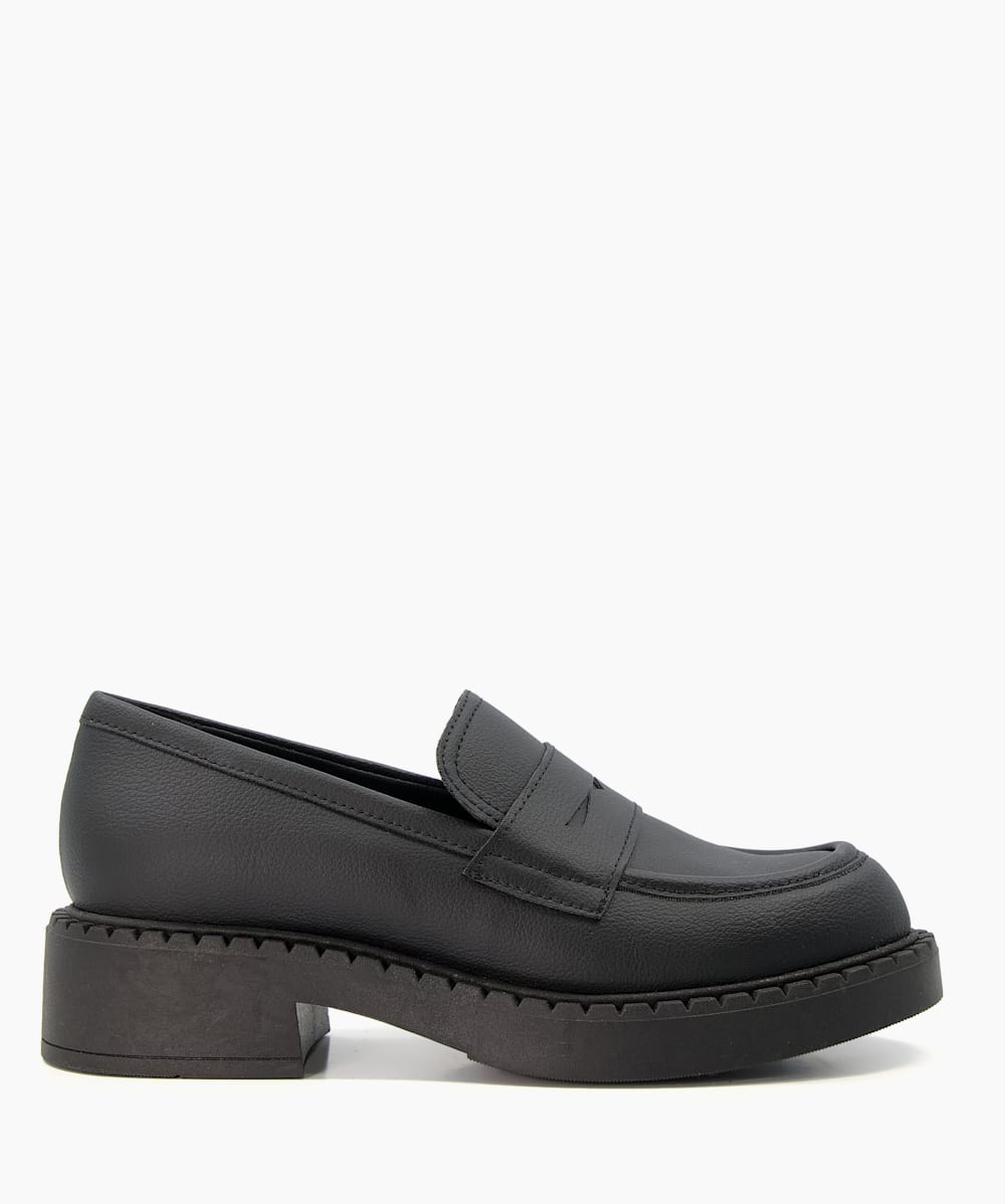 Gradual Black Grape Leather Chunky Penny Loafers Dune London
