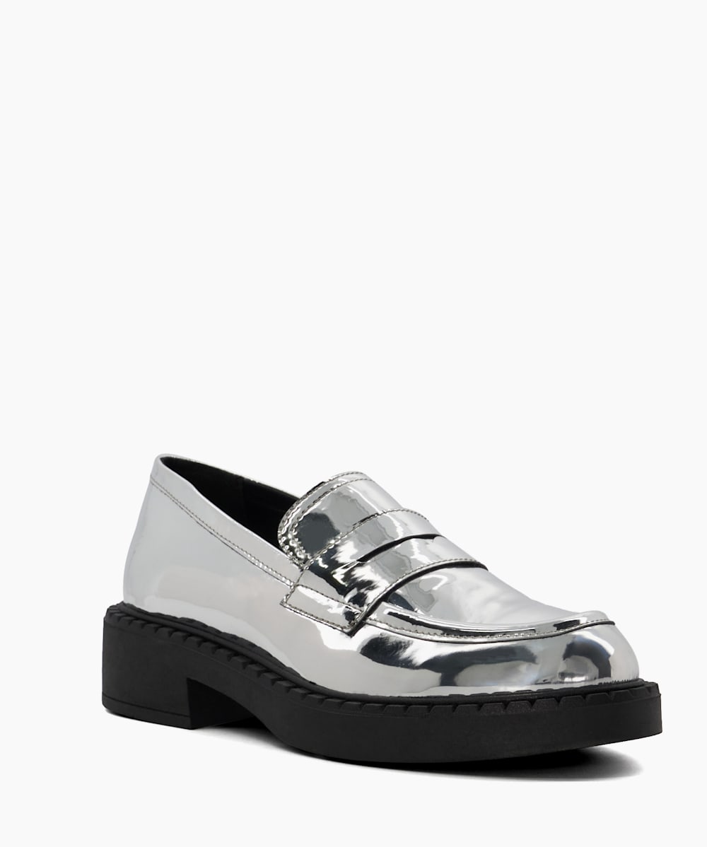 Dune silver top loafers