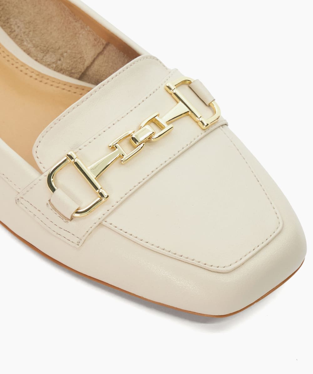 Graice Ecru Branded Snaffle Trim Square Toe Loafer Dune London