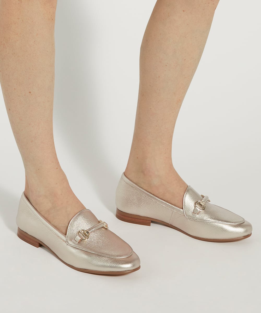 Dune gold loafers deals