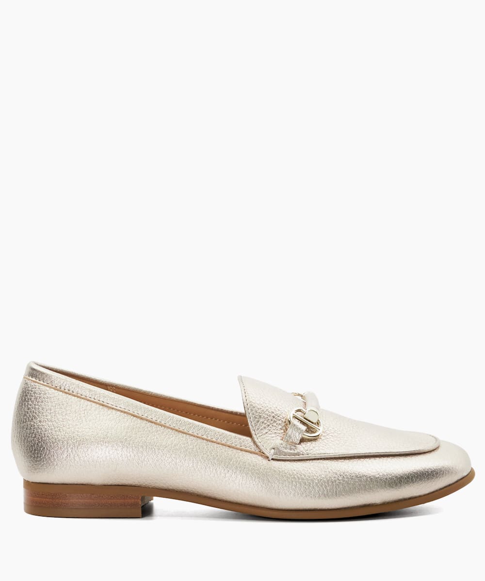 Womens gold leather loafers online