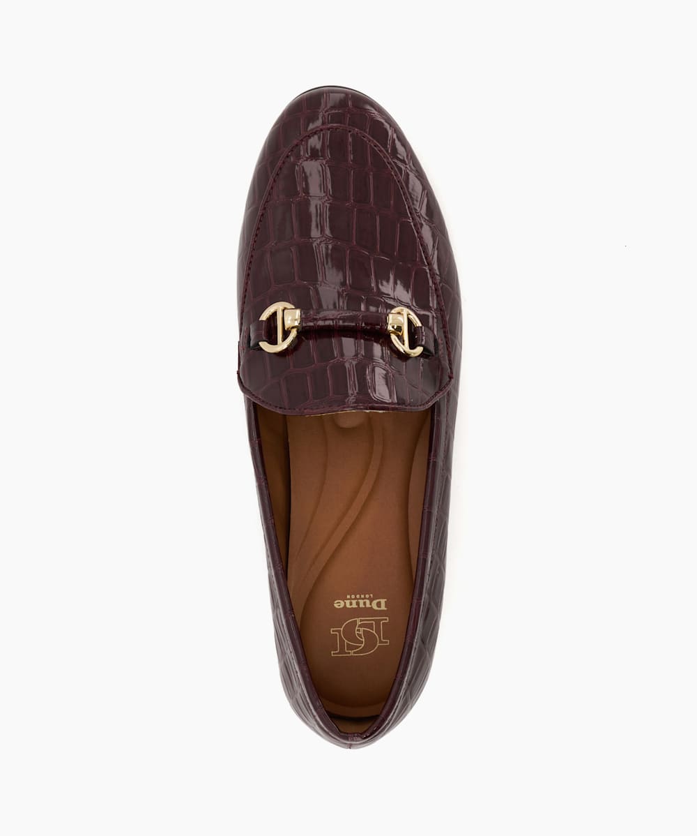 Grandeur Burgundy Metal Trim Snaffle Loafers Dune London