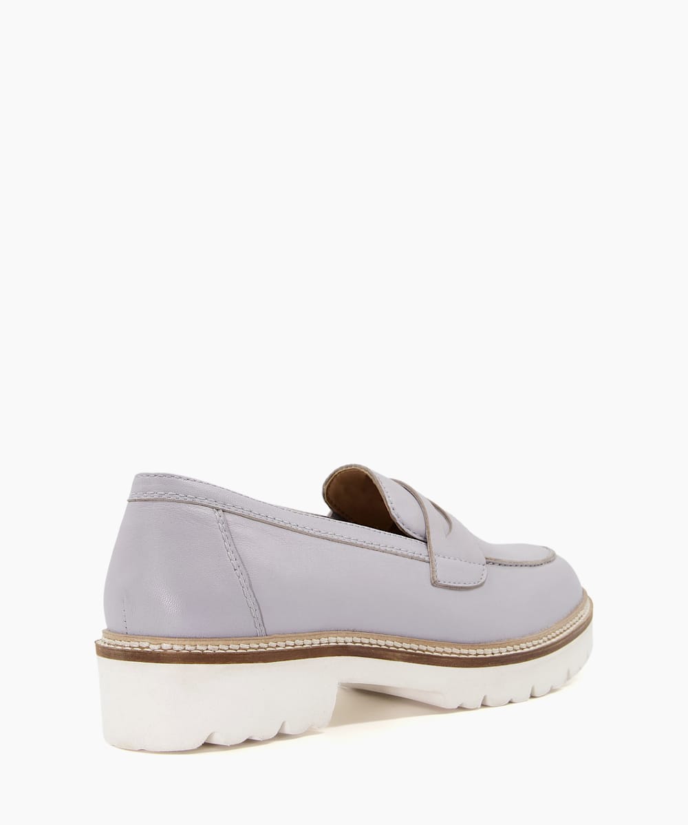 Granola Blue Leather Tractor Sole Loafers Dune London