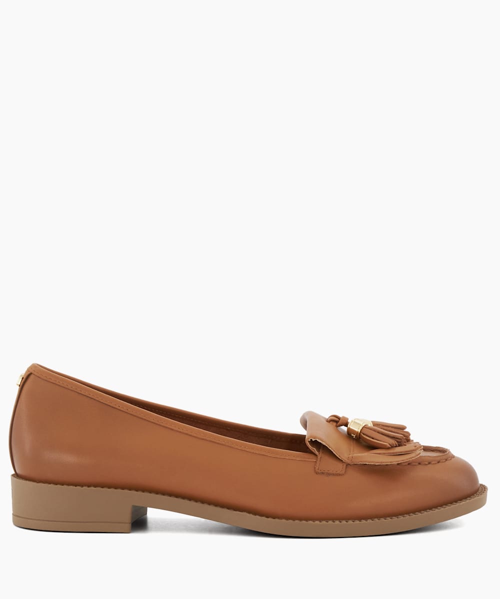 Dune womens discount tan loafers