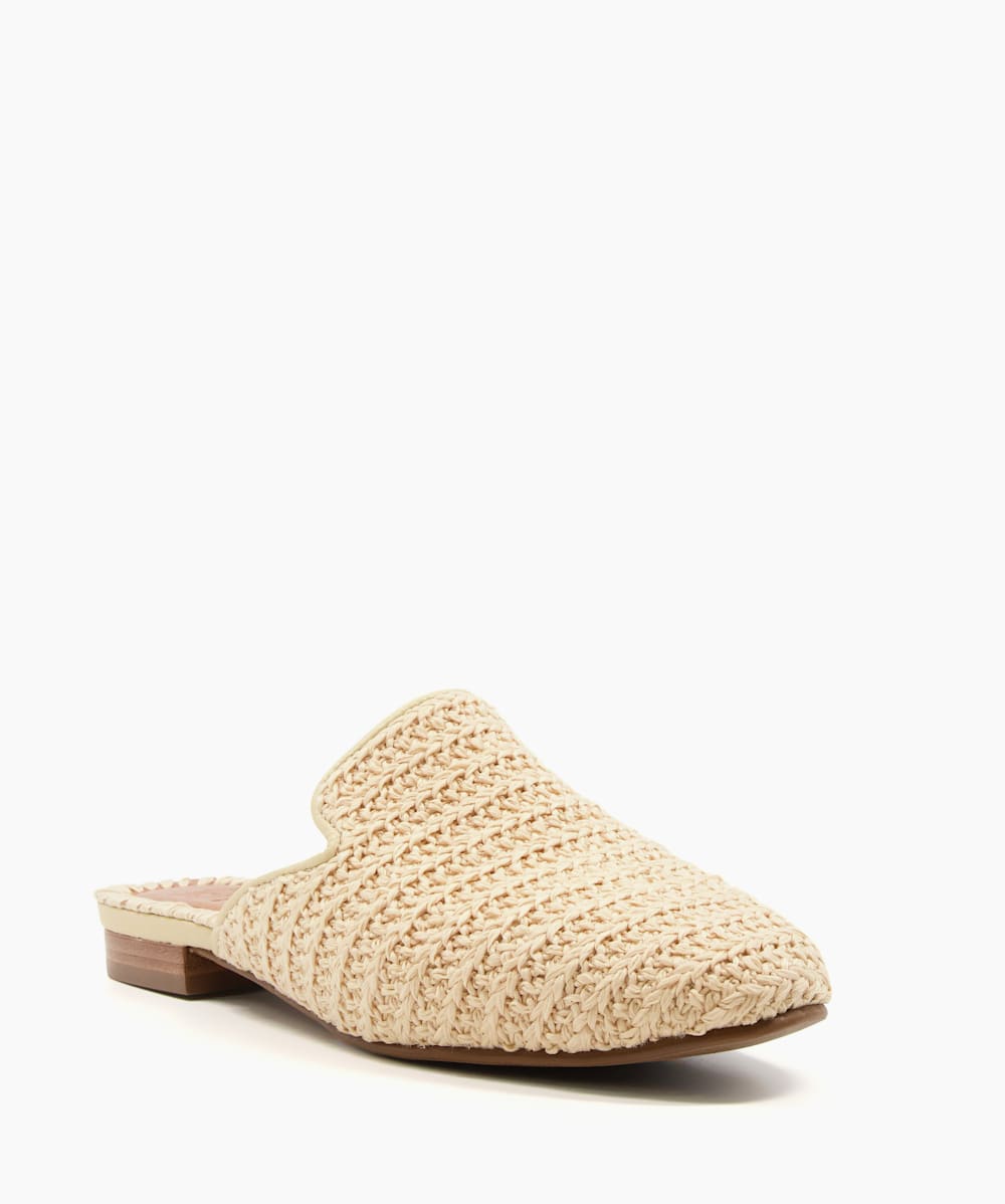 Grecian Natural Woven Flat Mules Dune London
