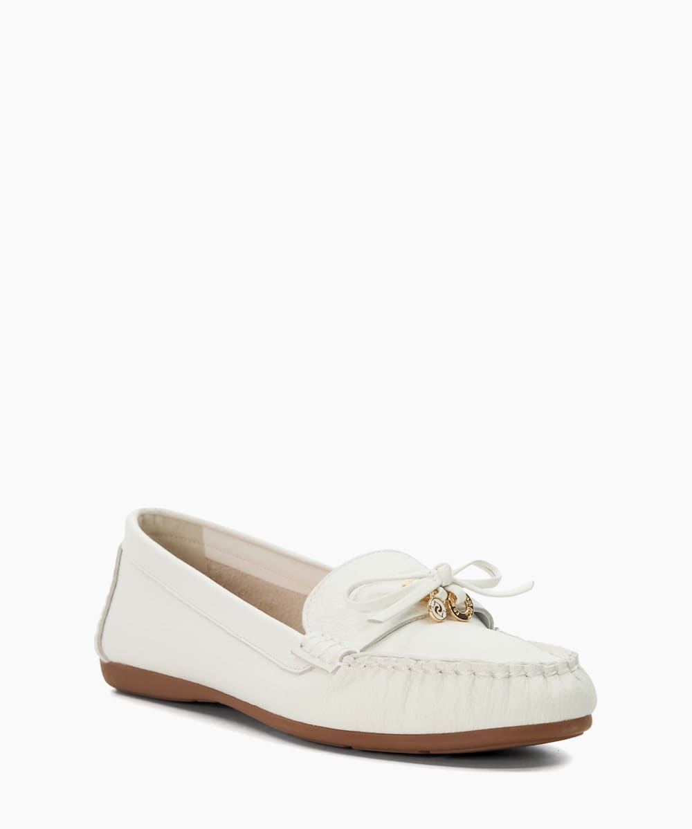 White leather moccasins clearance