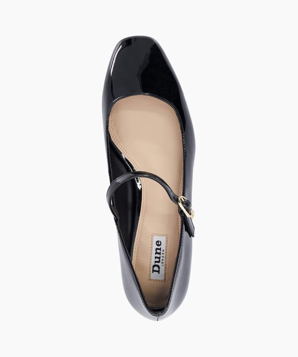 Habbs Black Patent Low Heel Mary Janes Dune London
