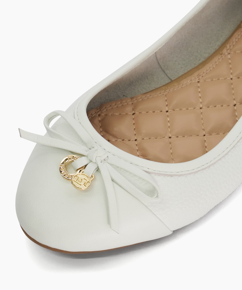 Hallo White Charm Detail Ballet Shoes Dune London