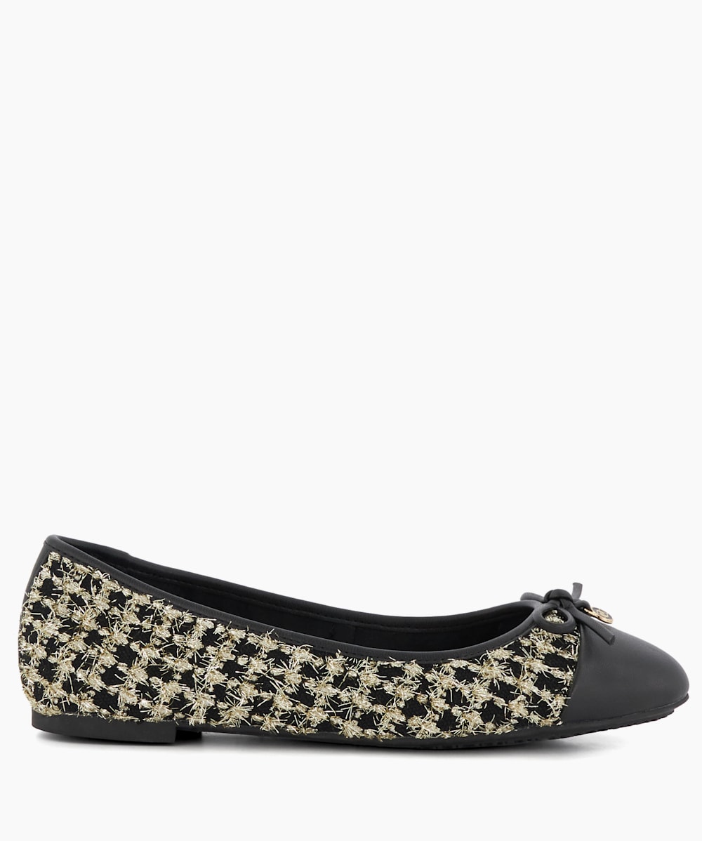 Black and gold flat shoes deals