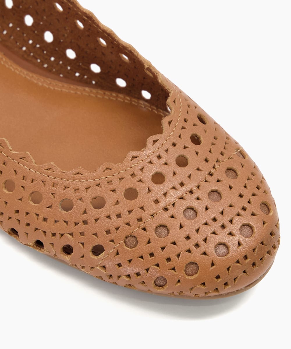 Harlows Tan Laser Cut Detail Ballet Flats Dune London