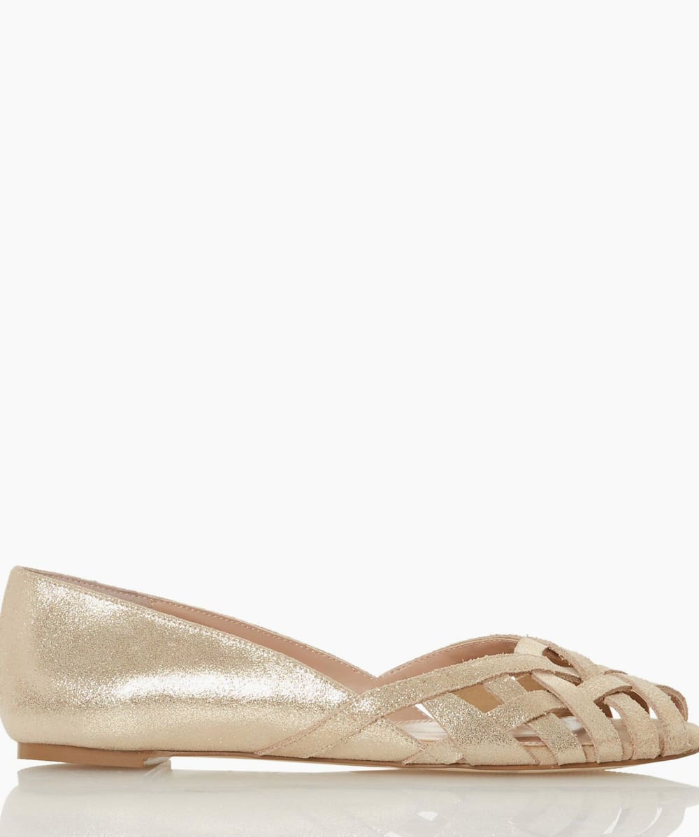 Harrel Gold Cutwork Peep Toe Ballerina Pump Dune London