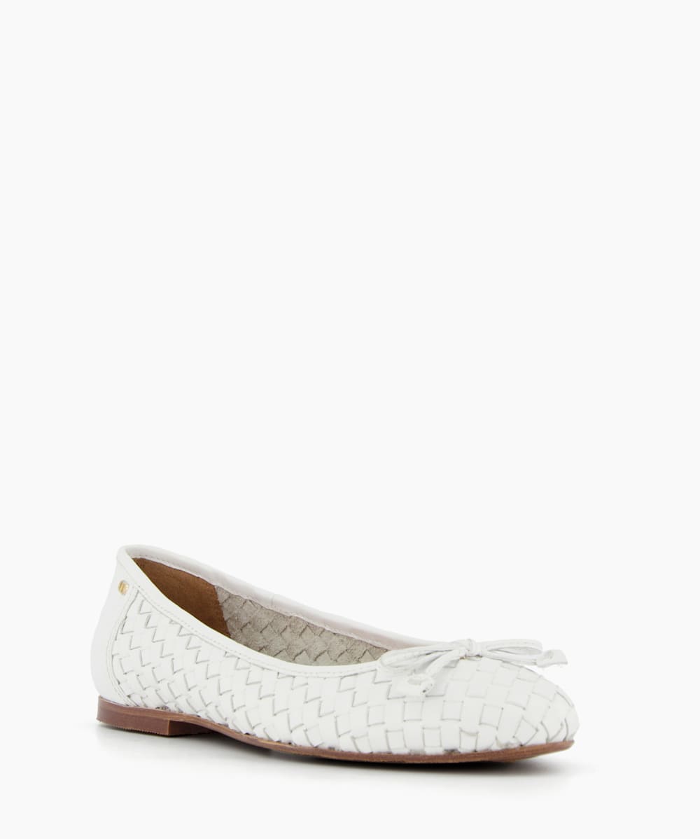 Hartleys White Woven Ballerina Flat Shoes Dune London